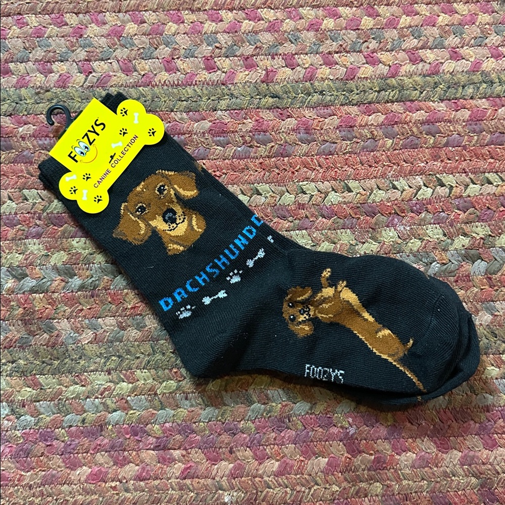 NWT FOOZYS DACHSHUND DOG CREW SOCKS
